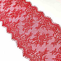 Ажурне французьке мереживо шантильї (з війками) червоного кольору, ширина 22 см, довжина купона 3,0 м.