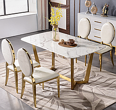 Стіл обідній 120(150) см розкладний на золотій ніжці Плімут, фото 5