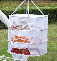 Сітка для сушіння риби, фруктів, овочів, грибів підвісна сушарка навісний дегідратор 3 яруси 50х70х40 см біла