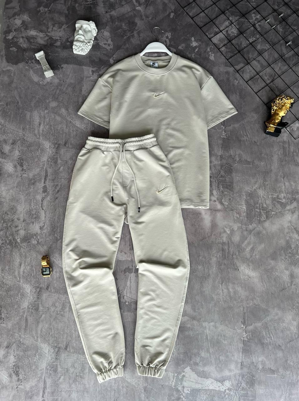 Костюм чоловічий сірий футболка та штани фірмовий Nike (Найк), фото 1
