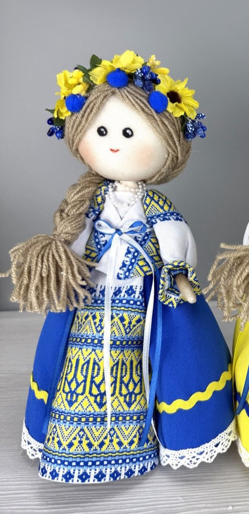 Українська лялечка 26 см з віночком. Патріотична лялька сувенірна у вишиванці..