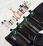 Косметичка органайзер дорожня сувій на 4 секції для косметики для подорожей в дорогу чорний, фото 4