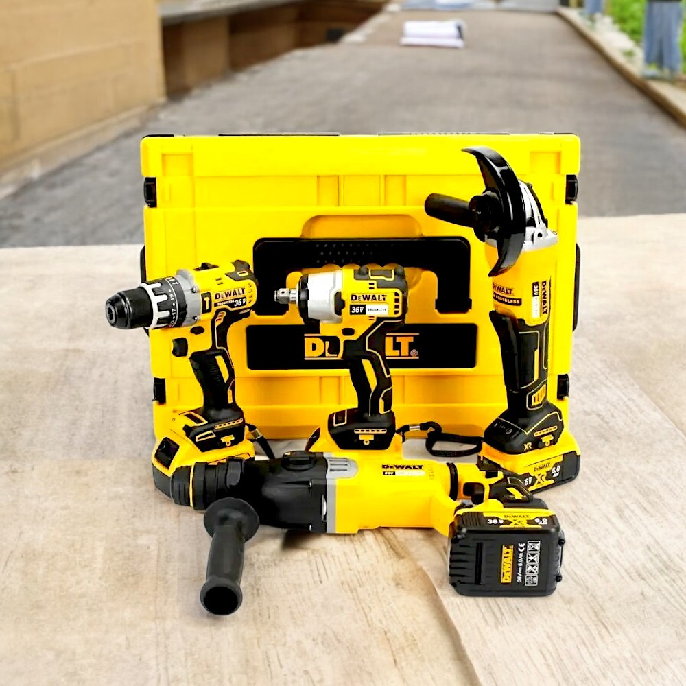 Набір акумуляторних інструментів 4в1 DeWALT 36V Перфоратор + Шуруповерт + Болгарка + Гайковерт Деволт