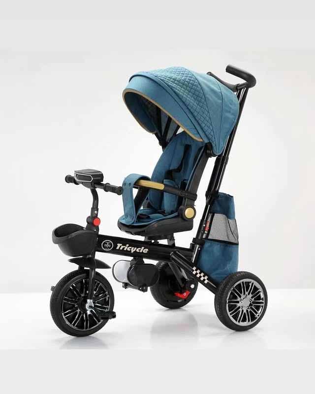 Дитячий велосипед-коляска з батьківською ручкою Baby Tricycle KBQ-6170 поворотне сидіння, світло, музика, 2 кольори