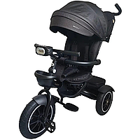 Акція Дитячий велосипед триколісний із ручкою зі світлом El Camino ME 1193 MODENA Black з дахом для малюків