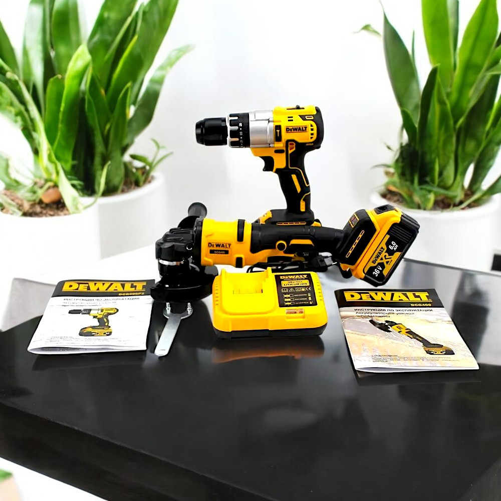 Набір інструментів 2в1 DeWalt 36V Акумуляторний шуруповерт DCD996P2 АКБ Болгарка DCG409 Набір 2в1 Деволт, фото 1