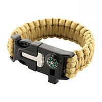 PARACORD БРАСЛІТ З ВІСКОРЕМ, КОМПАСОМ І СВИСТКОМ КАЙОТ