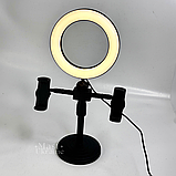 Кільцева Led лампа 16 см на штативі з 2 тримачами світлодіодна Refil Light Чорна RLL-16-Black, фото 5