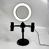 Кільцева Led лампа 16 см на штативі з 2 тримачами світлодіодна Refil Light Чорна RLL-16-Black, фото 4