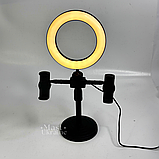 Кільцева Led лампа 16 см на штативі з 2 тримачами світлодіодна Refil Light Чорна RLL-16-Black, фото 6