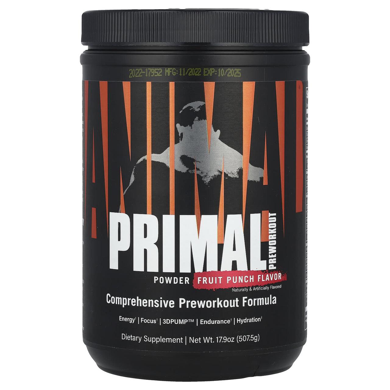 Передтренувальний порошок Animal Primal, Фруктовий пунш, 507.5 г