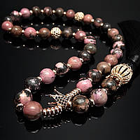 Чітки з натурального каменю родоніт