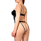 Сексуальне боді з лакированого вінілового матеріалу для ролевих ігор чорне розмір L для впевнених жінок, фото 2