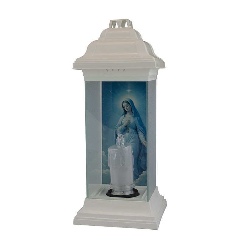 Свічка LED Капличка Богородиця біла LED3
