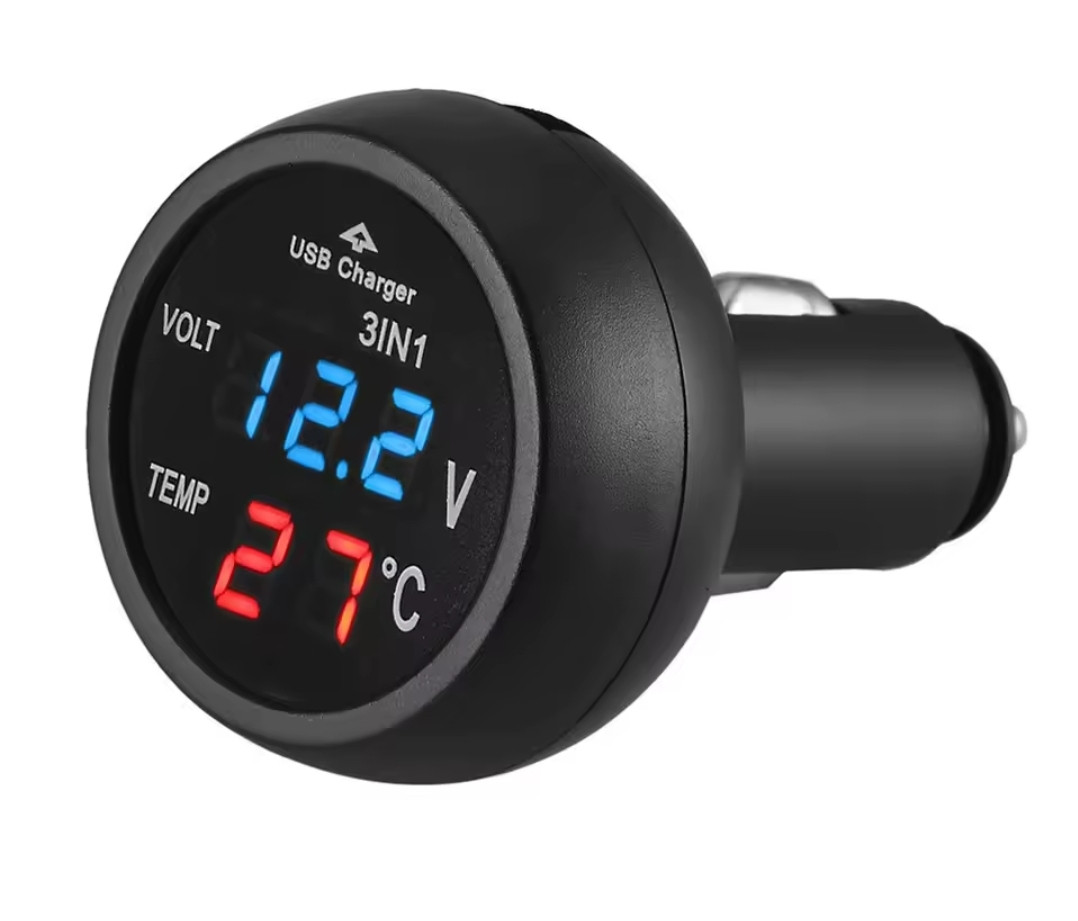 Автомобільний зарядний пристрій USB, вольтметр, термометр у прикурювач, зарядний пристрій 12 В 24 В