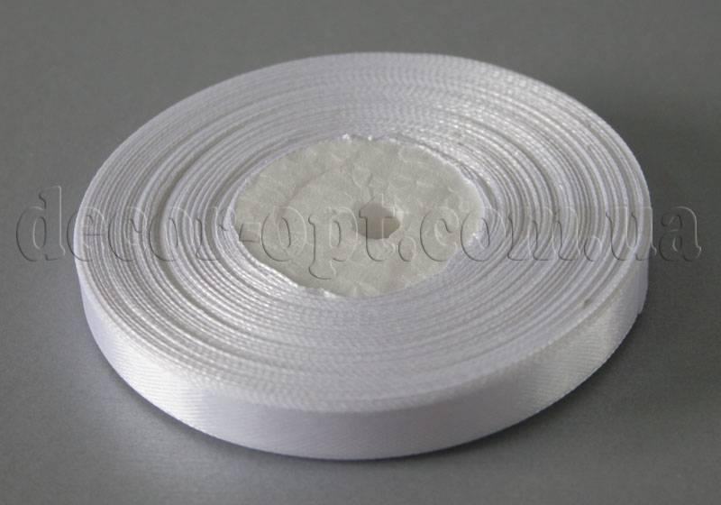 Стрічка атласна біла 0,9 см 36ярд 01