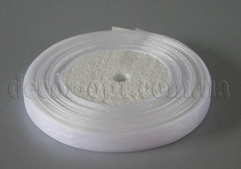 Стрічка органза біла 1 см 50ярд 01