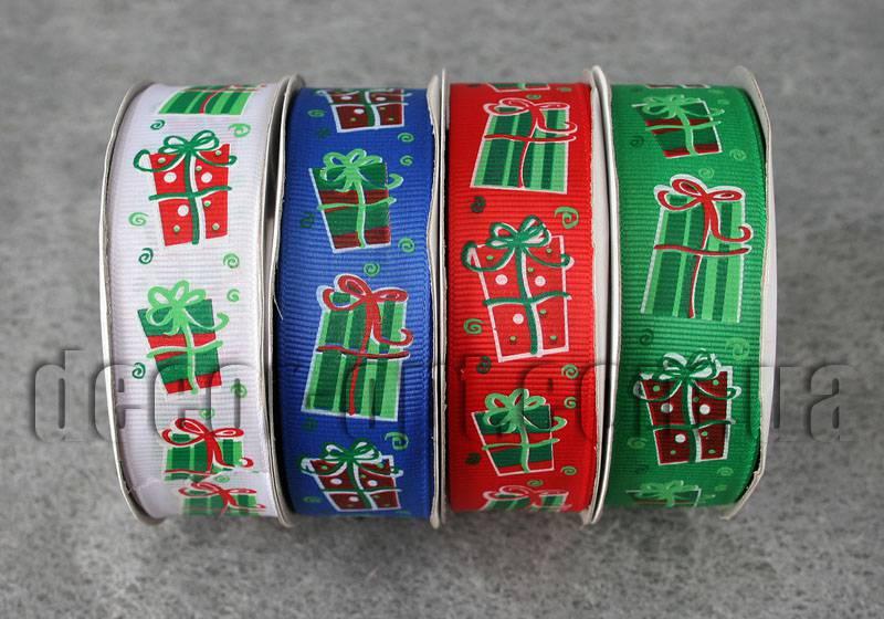 Стрічка репсова подарунки 2,5 см/25ярд