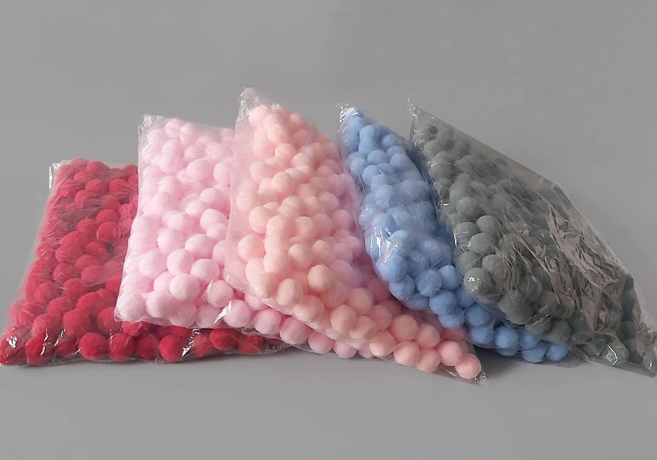 Помпони оксамитові пастельні 2,5 см/250 шт NEW