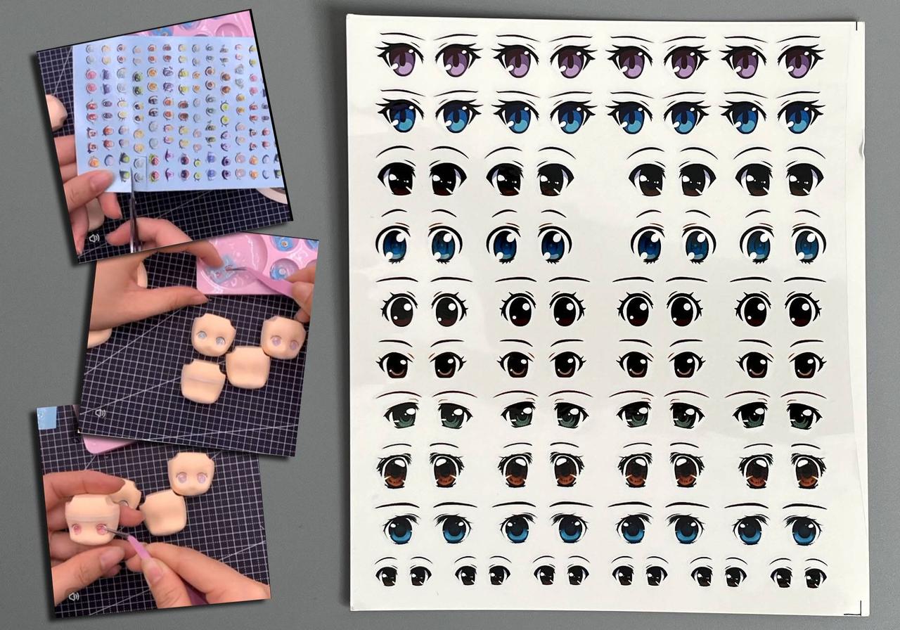 Наклейки-аніме для ляльок на планшеті очі 5-10 мм В