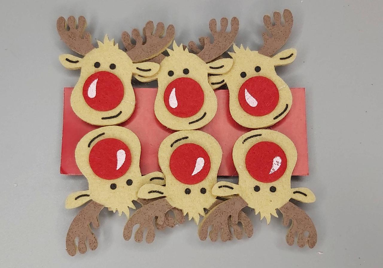 Фетрові олені Рудольф на прищіпці 5,5 см/6 шт.