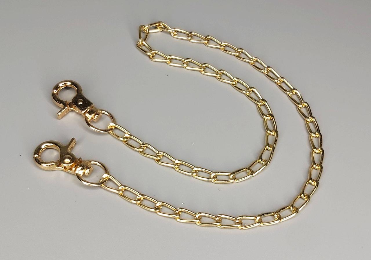 Фурнітура-ланцюжок для сумки золотого кольору з круглими карабінами 46 см