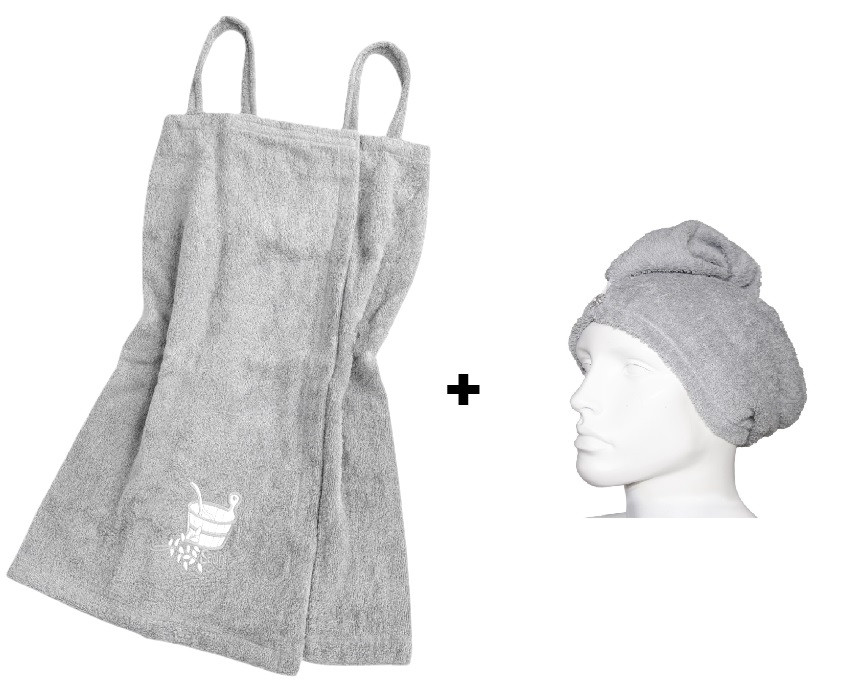 Набір сарафан махровий для сауни+ чалма Ярослав Сірий, фото 1