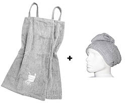 Набір сарафан махровий для сауни+ чалма Ярослав Сірий