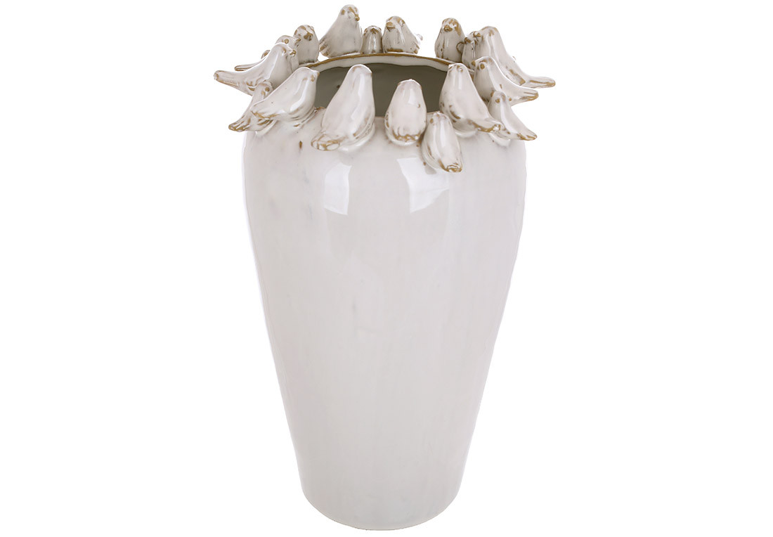 Ваза керамічна Birds 17*17*27.5 см, колір бежевий (148-007)