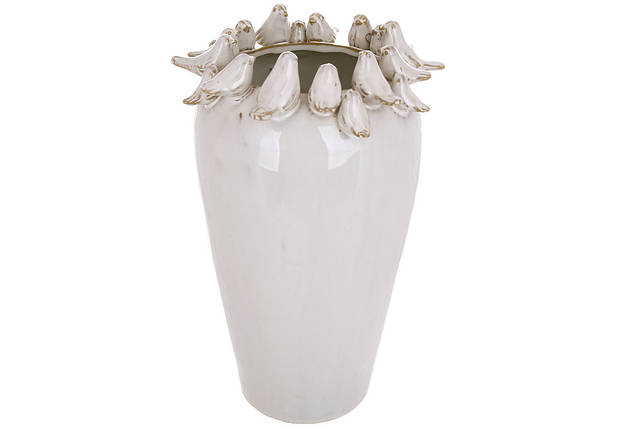 Ваза керамічна Birds 17*17*27.5 см, колір бежевий (148-007), фото 1