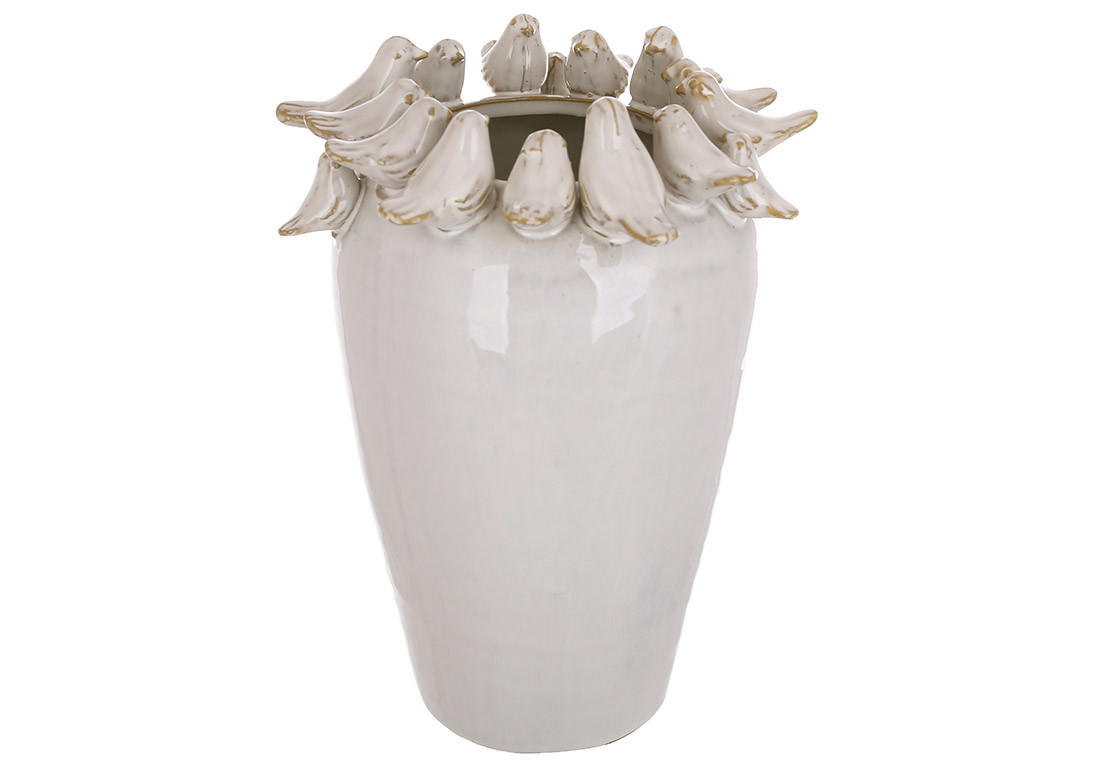 Ваза керамічна Birds 16*15.5*22 см, колір бежевий (148-004)