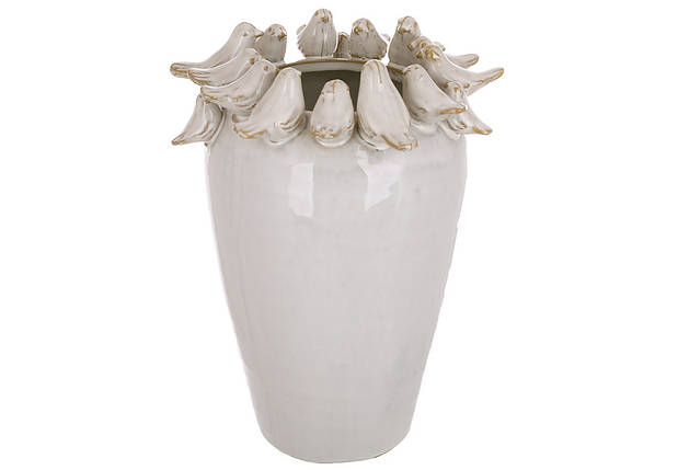 Ваза керамічна Birds 16*15.5*22 см, колір бежевий (148-004), фото 1