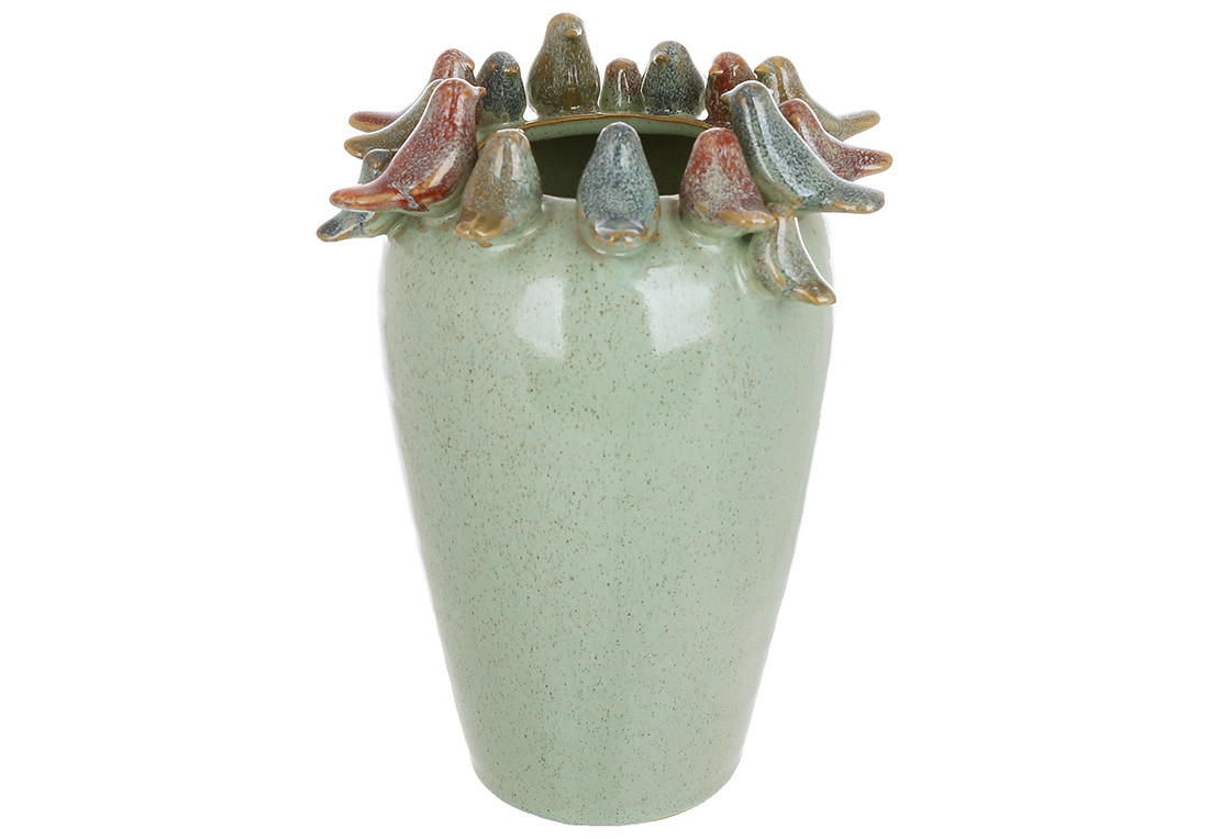 Ваза керамічна Birds 16*15.5*22см, колір - бежевий (148-004)