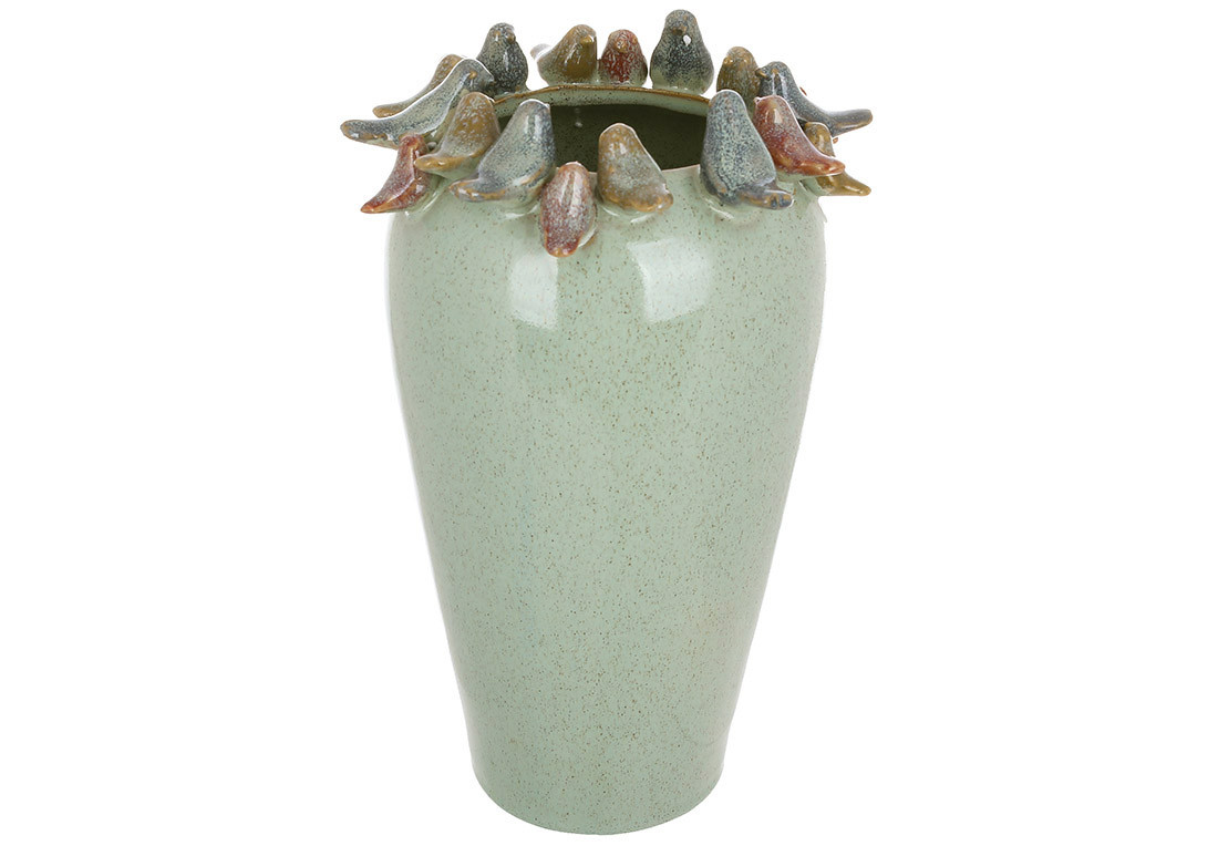 Ваза керамічна Birds 17*17*27.5 см, колір зелений (48-003)
