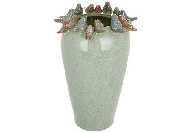 Ваза керамічна Birds 17*17*27.5 см, колір зелений (48-003), фото 1