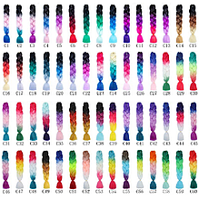 Канекалон омбре три кольори Палітра 60 комбінацій кольорів Довжина 60 см Вага 100 грам Термостійкий коса Jumbo Braid