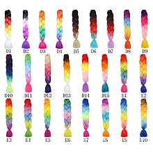 Канекалон омбре чотири п'ять кольорів Палітра 25 комбінацій кольорів Довжина 60 см Вага 100 грам Термостійкий коса Jumbo Braid