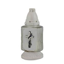 Лампадка скляна 36 годин Хрест біла 36-10