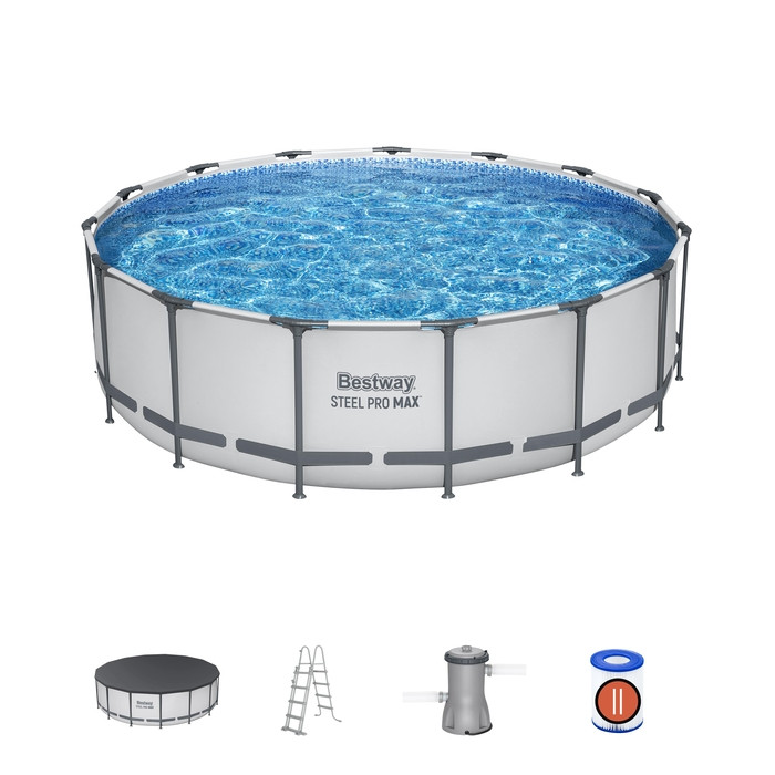 Каркасний басейн Bestway 56438, 457 × 122 см, з фільтром, драбиною та тентом