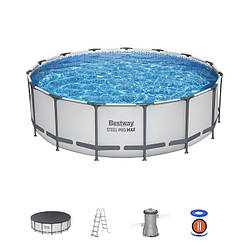 Каркасний басейн Bestway 56438, 457 × 122 см, з фільтром, драбиною та тентом