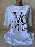 Футболка літня біла жіноча з гарним принтом, пряма, розмір 56-60 оверсайз, фото 4