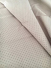 Сатин (бавовняна тканинна) чорні кропки на каовому (ширина 160 см, 120 г/м2)