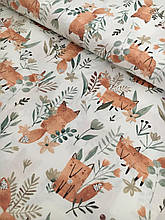 Сатин (бавовняна тканина) помаранчеві лисички (ширина 160см, 120г/м2)