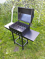 Мангал стаціонарний 46х36 см, з кришкою та поличками на 6 шампурів, метал 4 мм