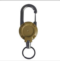 Ретрактор з тросом на карабіні для ключів висувний брелок койот