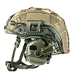 Тактичний шолом Fast Helmet Ops-Core PE NIJ IIIA розмір S – високий виріз, олива + навушники Earmor M31 MOD3 + ліхтарик, фото 3