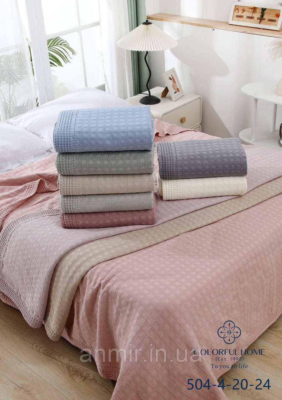 Покривало-плед на ліжко однотонний розмір євро, кольору міксом