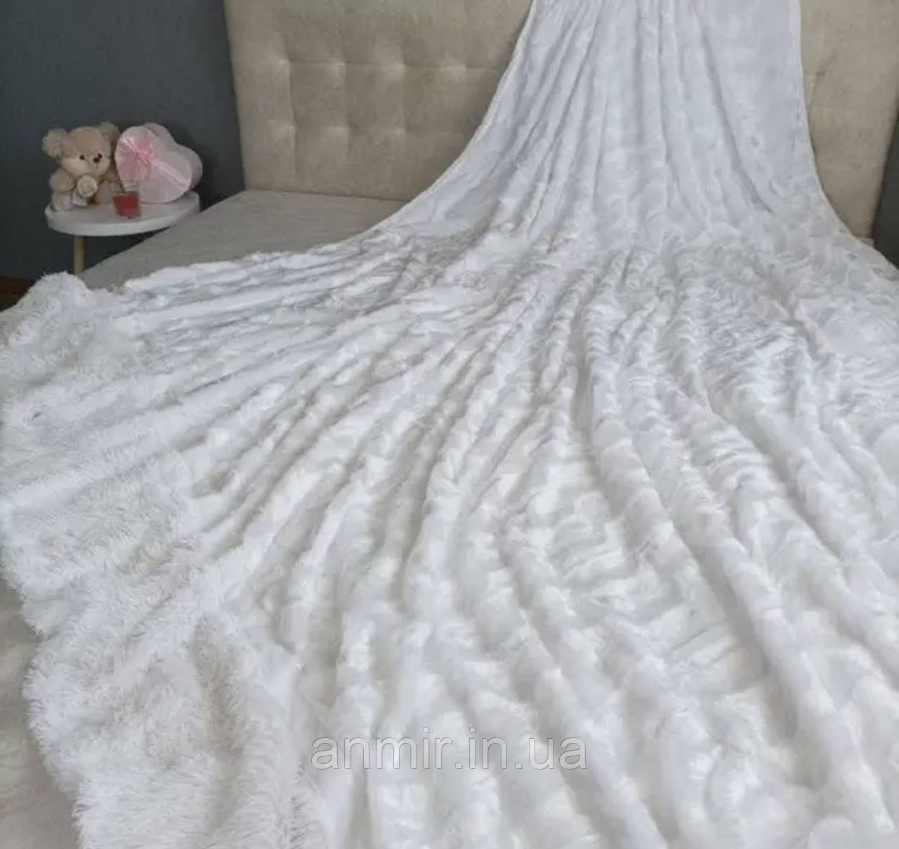 Покривало-плед на ліжко норка-трукавка двостороння розмір Євро, кольору міксом