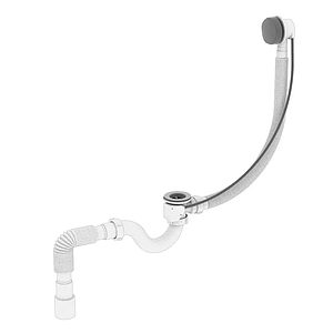 Сифон для ванної Zerix SV-01-B прямоточний з переливом "напівавтомат" (трос 580 мм) (ZX4959)