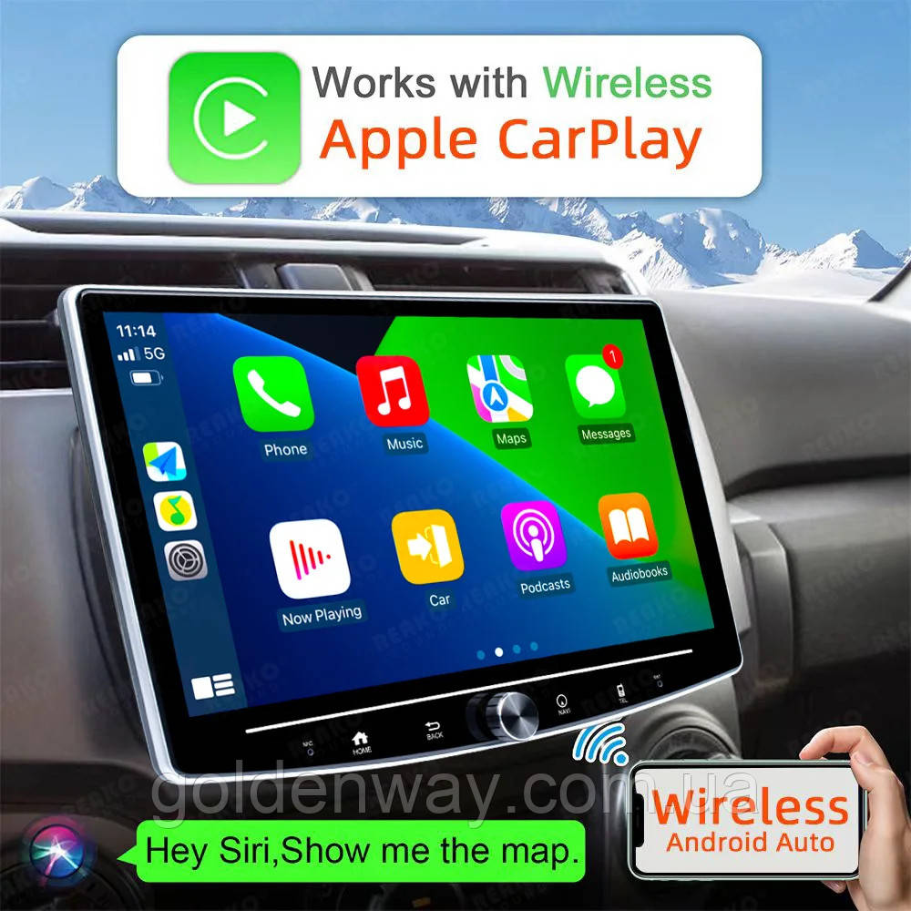 Автомагнітола 1DIN X-REAKO рухомий поворотний QLED екран 10 дюймів Android 12 2/32Гб DSP Carplay AndroidAuto  GPS WiFi BT